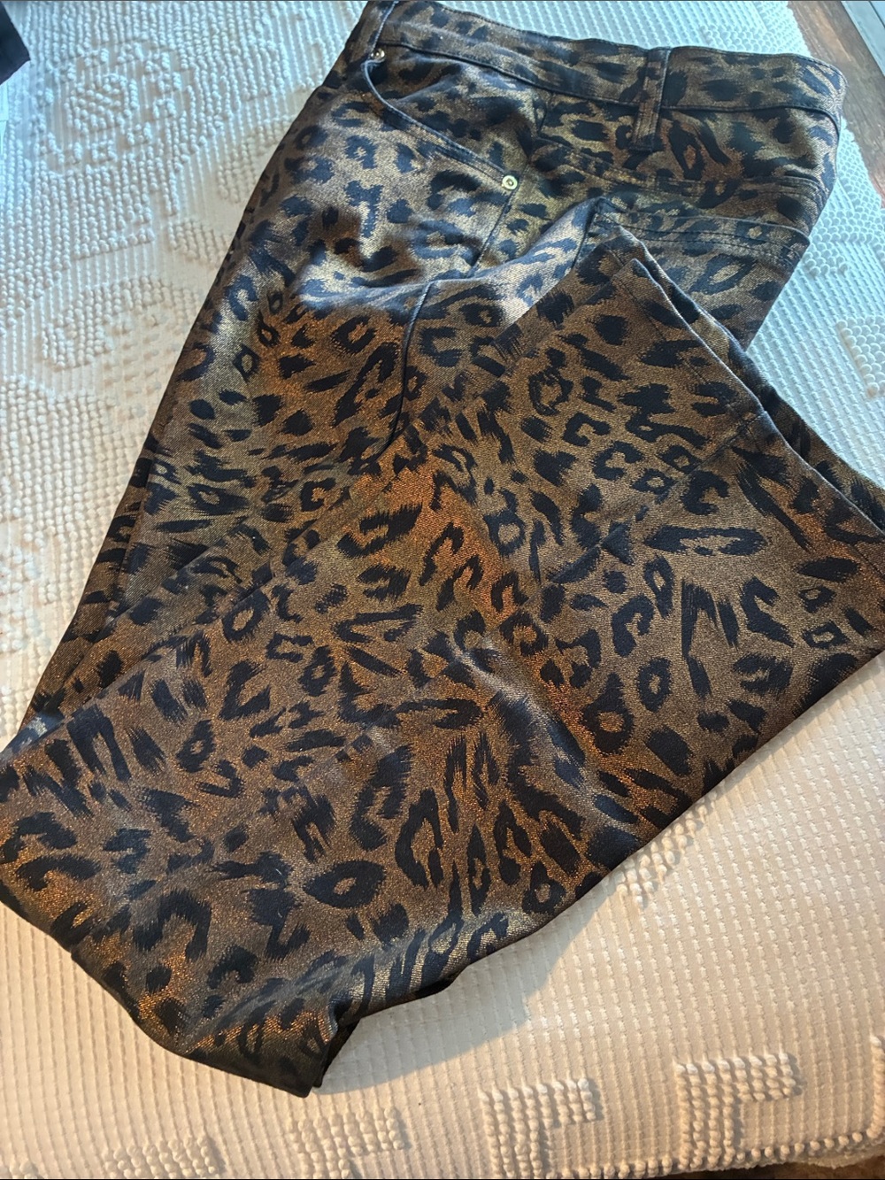 Diane Gilman Metallic Leopard Print Pants - Black & Gold